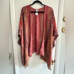 Chico's Red and Tan Paisley Kimono One Size